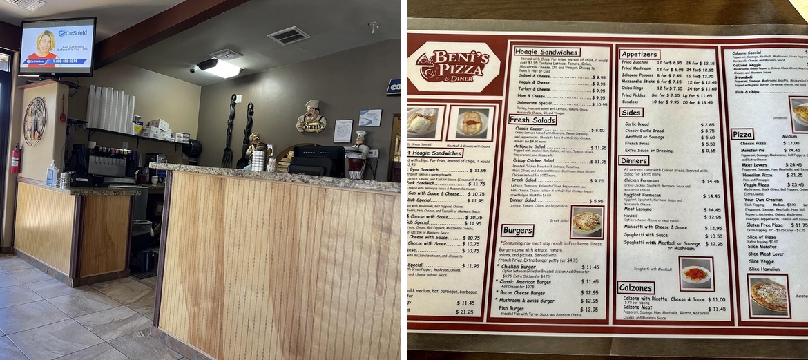 Beni's Pizza Menu