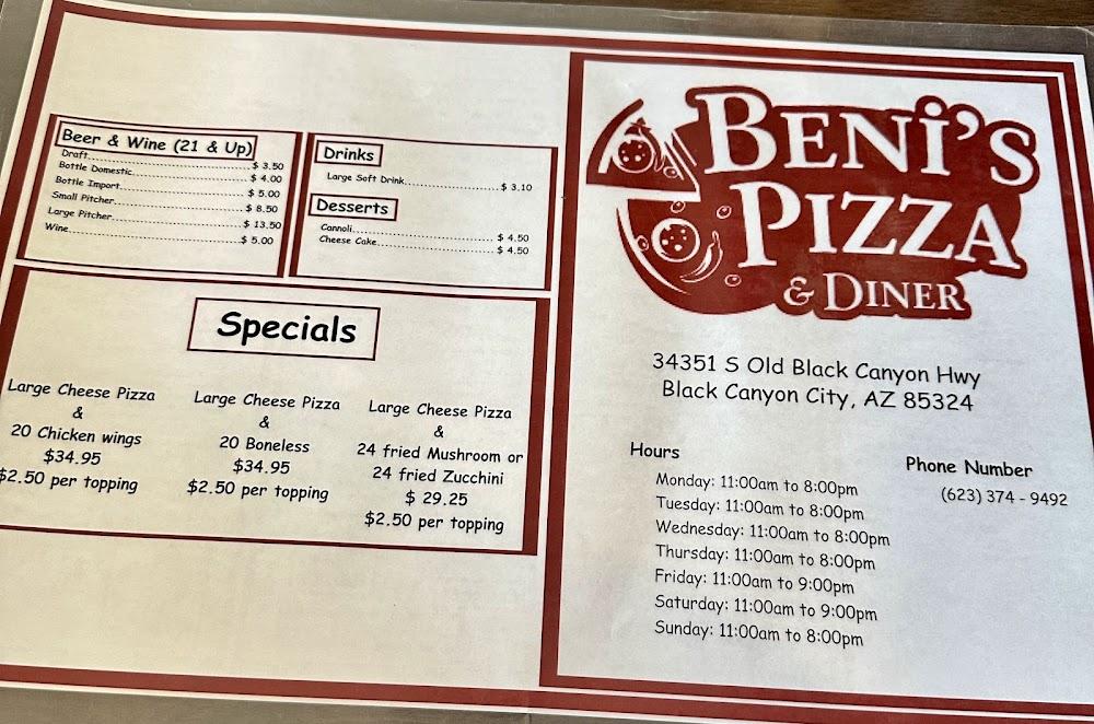 Beni's Pizza Menu image 3